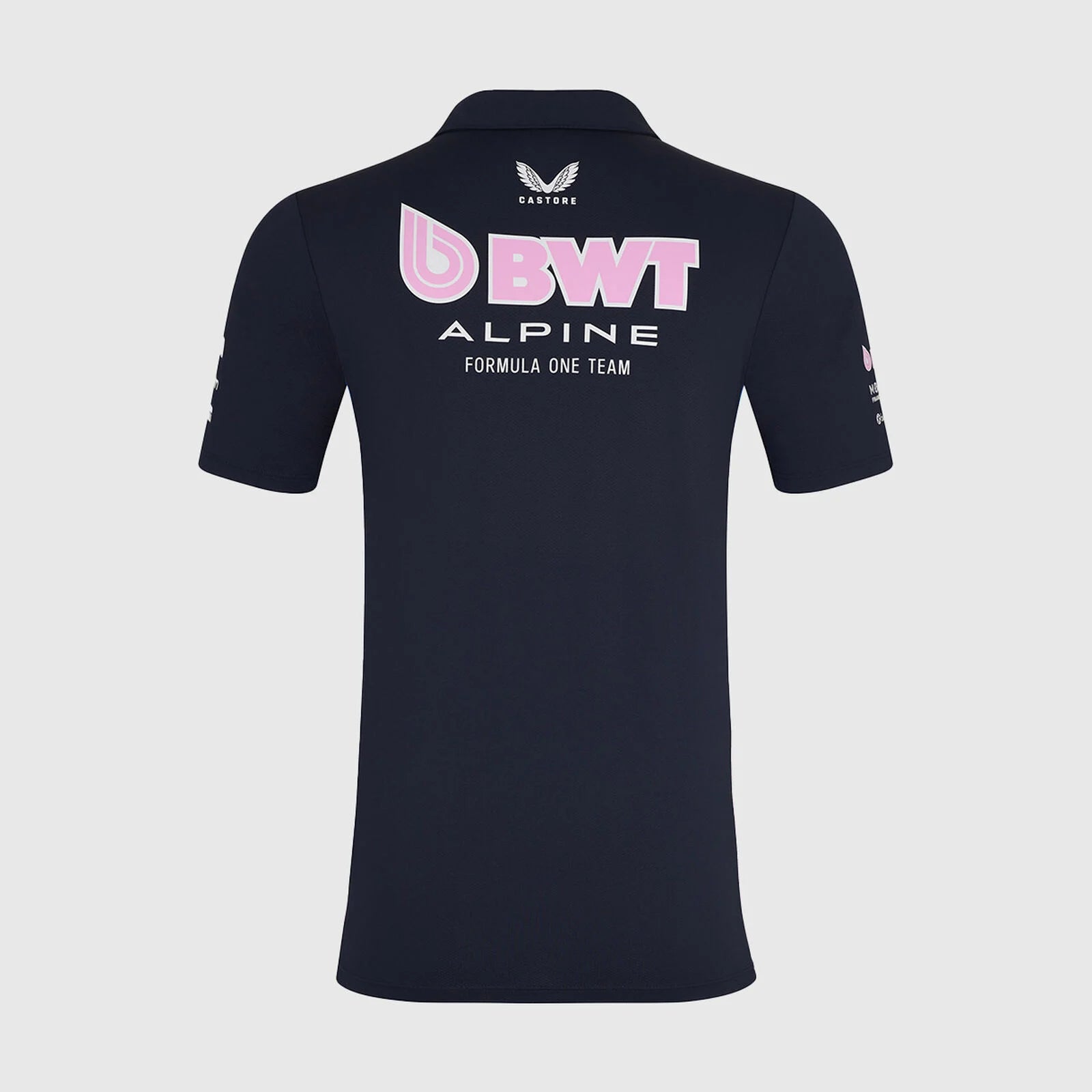 Back design of official Alpine 2025 F1 teamwear polo