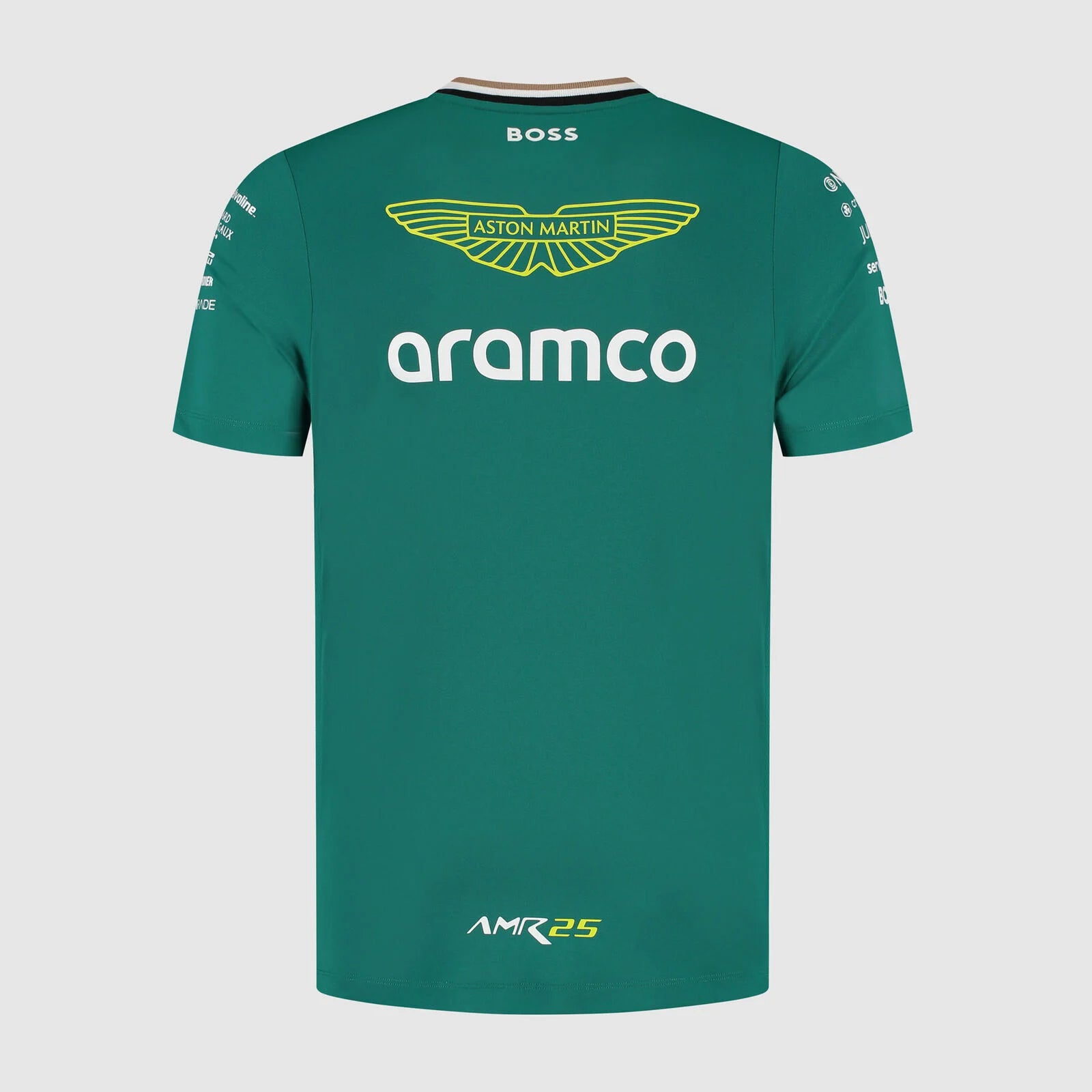 Back view showcasing Aramco sponsor and design details