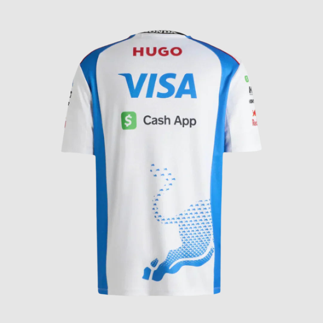 Back view of VCARB official 2025 polo shirt with logos