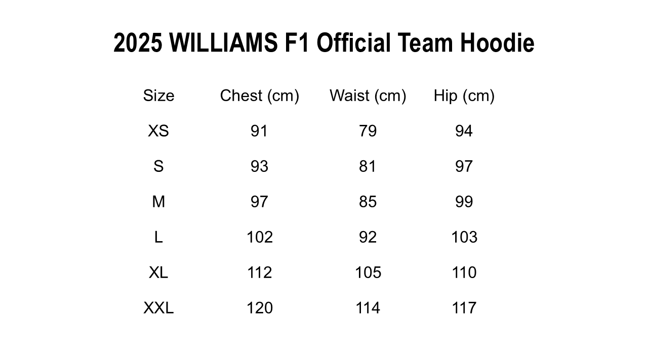 2025 WILLIAMS RACING F1 Official Team Hoodie