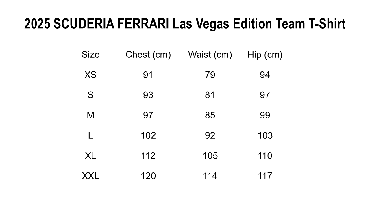 2025 SCUDERIA FERRARI Official F1 Las Vegas Team T-Shirt
