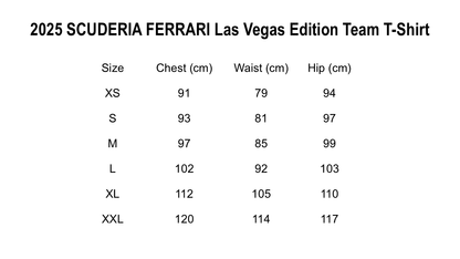 2025 SCUDERIA FERRARI Official F1 Las Vegas Team T-Shirt