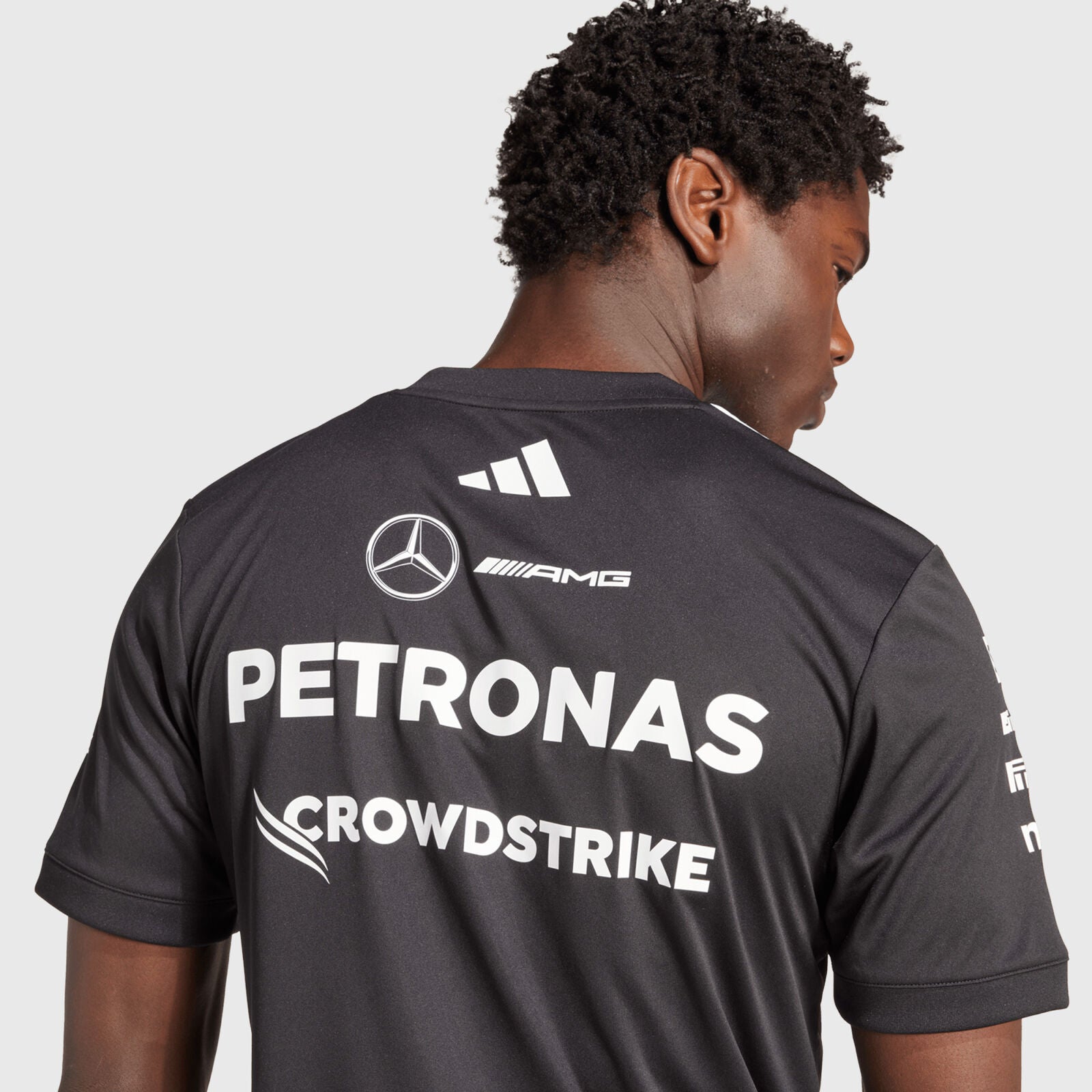 Back design showing PETRONAS and team logos on Mercedes F1 T-Shirt