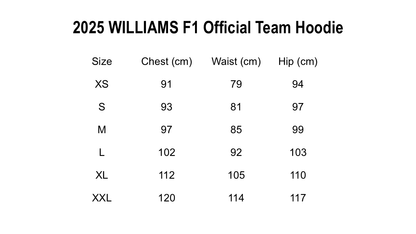 2025 WILLIAMS RACING F1 Official Team Hoodie